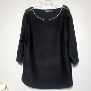 7th Avenue Design Studio NY & Co Black Sweater Size Medium Embellished Tunic